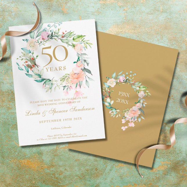 Save The Date Couronne de roses pour les 50 ans de mariage  (Créateur téléchargé)