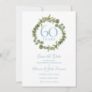 Save The Date Couronne de verdure pour le 60e anniversaire de ma