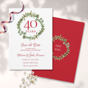 Save The Date Couronne de verdure pour les 40 ans de mariage Rub