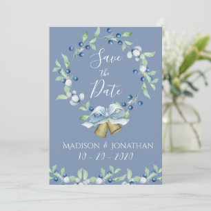 Save The Date Couronne élégante simple bleu poussiéreux jolie