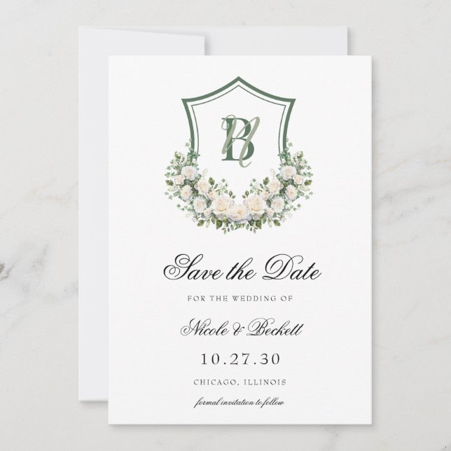Save The Date Couronne florale blanche Couronne mariage  (Devant)