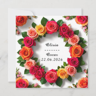 Save The Date Couronne florale de mariage colorée