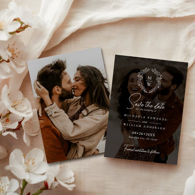 Save The Date Couronne Simple Élégante avec Texte Superposé de 2 (Créateur téléchargé)
