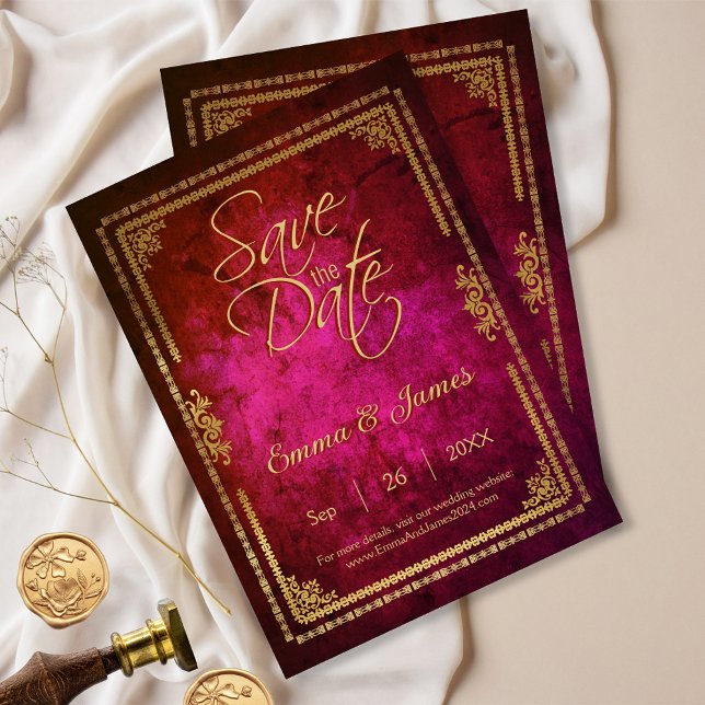 Save The Date Couverture de livre Royal Magenta Conte de fée vin (Créateur téléchargé)