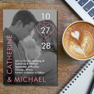 Save The Date Couverture de magazine - photo foncée - rose minim