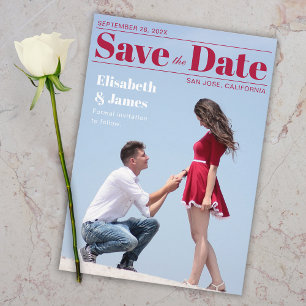 Save The Date Couverture de magazine typographie rouge moderne p