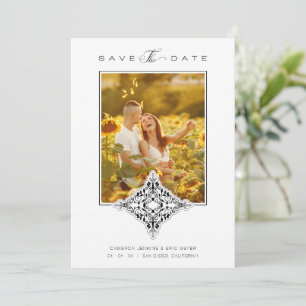 Save The Date Covid19 Noir Chic Broderie Romantique Photo Mariag
