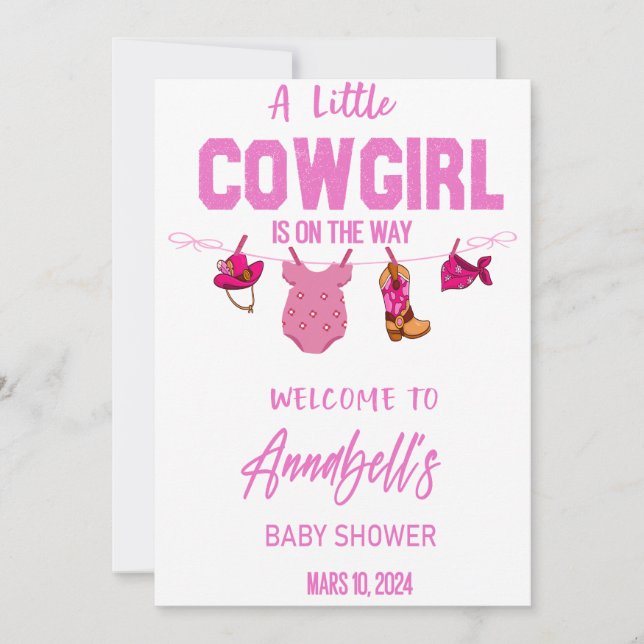Save The Date Cowboy Welcome Baby shower Sign, Wild West Baby (Devant)