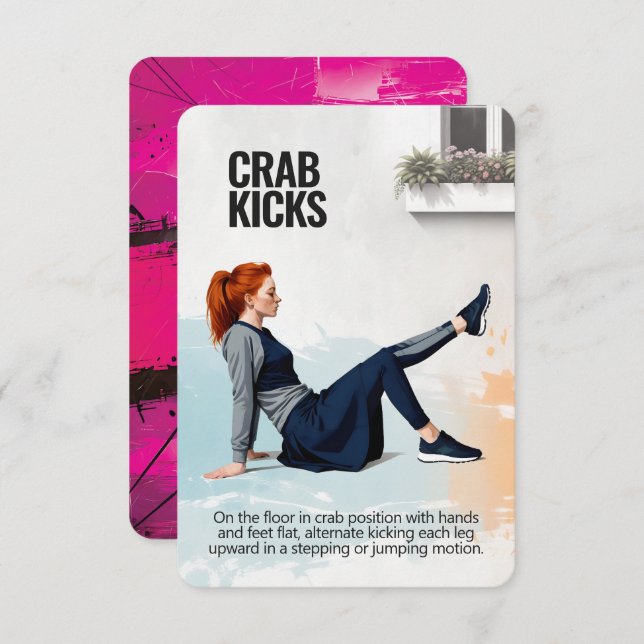 Save The Date Crab Kicks Fitness Card with Pink Backing (Devant / Derrière)