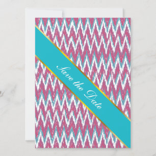 Save The Date Cranberry et Turquoise Motif iKat ZigZag