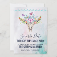 Crâne Boho avec Mariage de bouquet floral