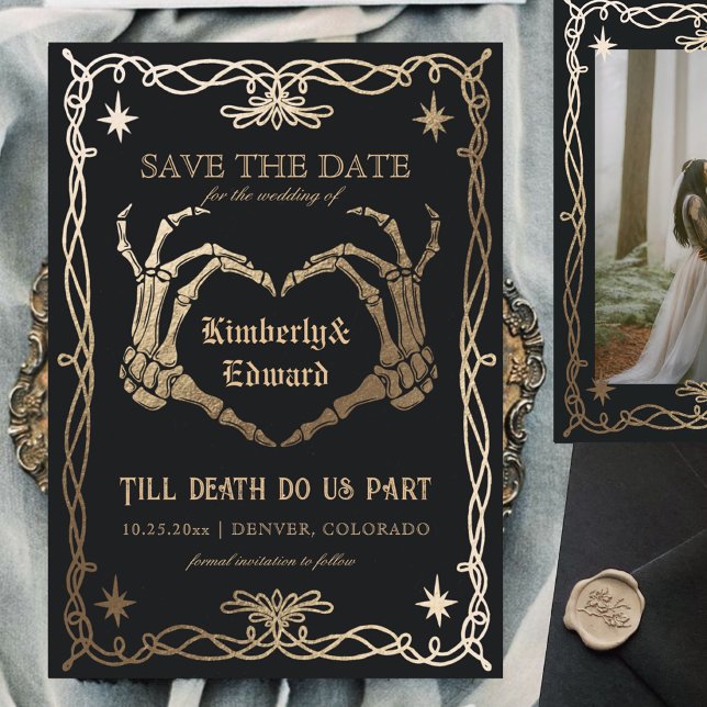 Save The Date Crâne gothique Hallowedding Rétro Enregistrer la d (Créateur téléchargé)