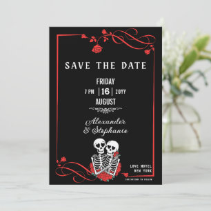Save The Date Crâne gothique personnalisé & Rose