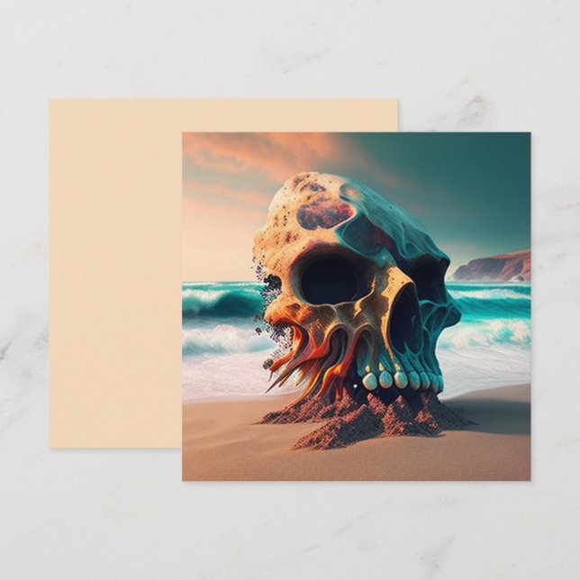 Save The Date Crâne sur la plage (Devant / Derrière)