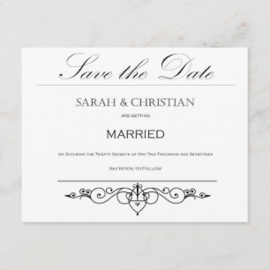 Save The Date Cravate noire - Elégant - Mariage - Enregistrer la