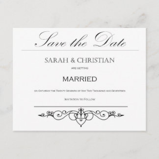 Save The Date Cravate noire - Elégant - Mariage - Enregistrer la