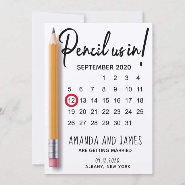 Save The Date Crayon Moderne Nous Dans Carton Calendrier (Devant)