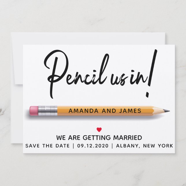 Save The Date Crayon Simple Moderne Nous En Carton (Devant)