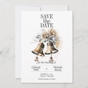 Save The Date Cream Floral Pastel avec Mariage Bells Mariage