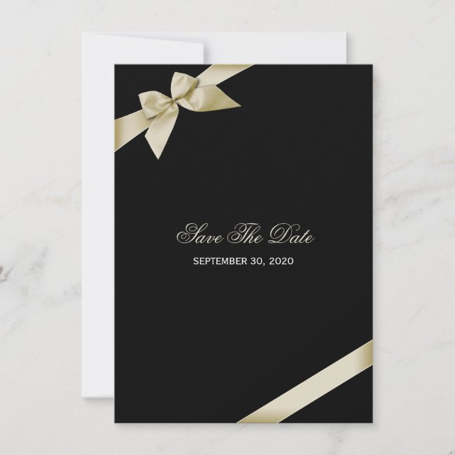 Save The Date Cream Ribbon Wedding Enregistrer La Date (Devant)