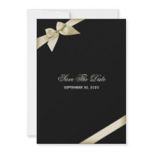 Cream Ribbon Wedding Enregistrer La Date