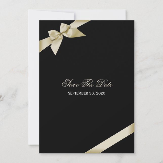 Save The Date Cream Ribbon Wedding Enregistrer La Date (Devant)