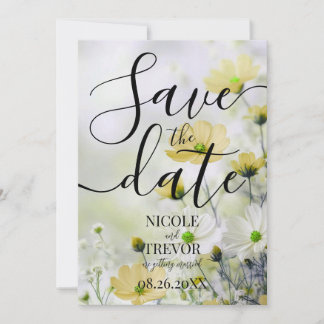 Save The Date Créez Vos Propres Fleurs Jaunes Simples De Mariage