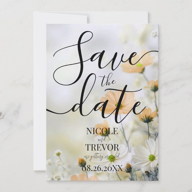 Save The Date Créez Vos Propres Fleurs Orange Simples De Mariage (Devant)