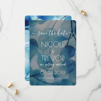 Save The Date Créez votre propre - Feuilles Blue X-Ray