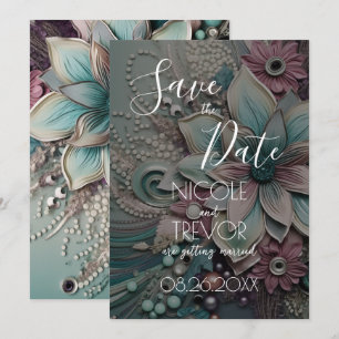 Save The Date Créez votre propre - Fleurs de papier chic Shabby