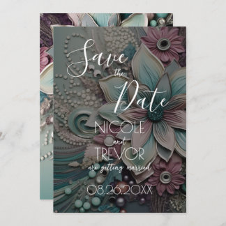 Save The Date Créez votre propre - Fleurs de papier chic Shabby 