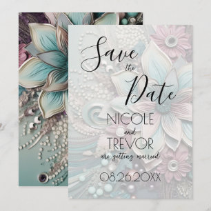 Save The Date Créez votre propre - Fleurs de papier chic Shabby