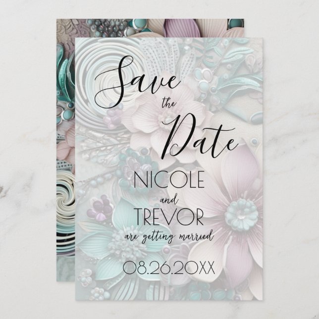 Save The Date Créez votre propre - Jolies fleurs de papier (Devant / Derrière)
