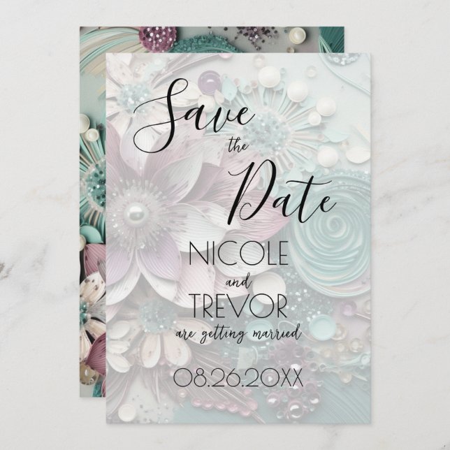 Save The Date Créez votre propre - Jolies Fleurs de papier chic  (Devant / Derrière)