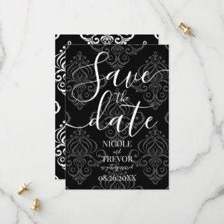 Save The Date Créez Votre Propre Mariage Damassé Noir Et Blanc