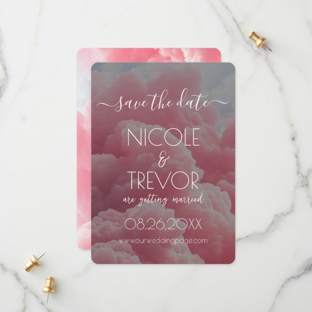 Save The Date Créez votre propre - Nuage rose (Devant/Arrière en situation)