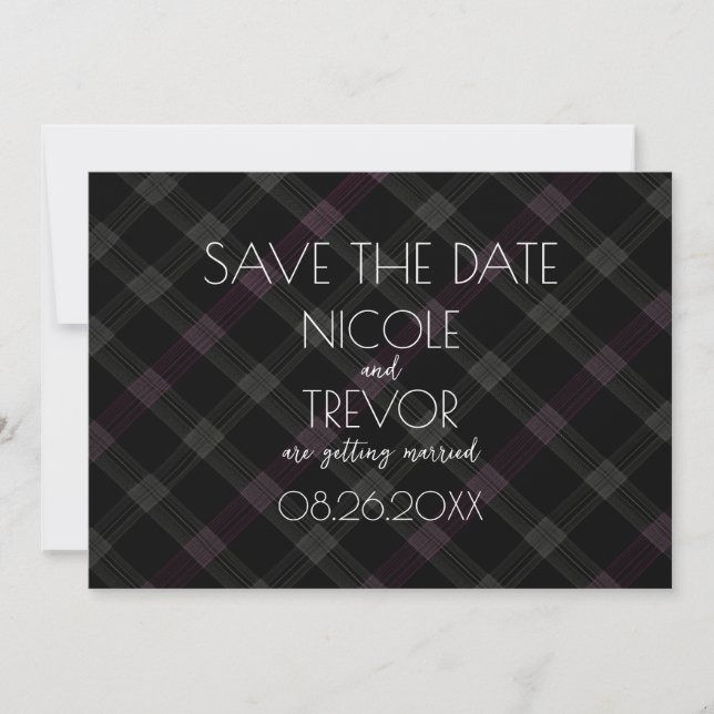 Save The Date Créez votre propre - Plaid gris rose foncé (Devant)
