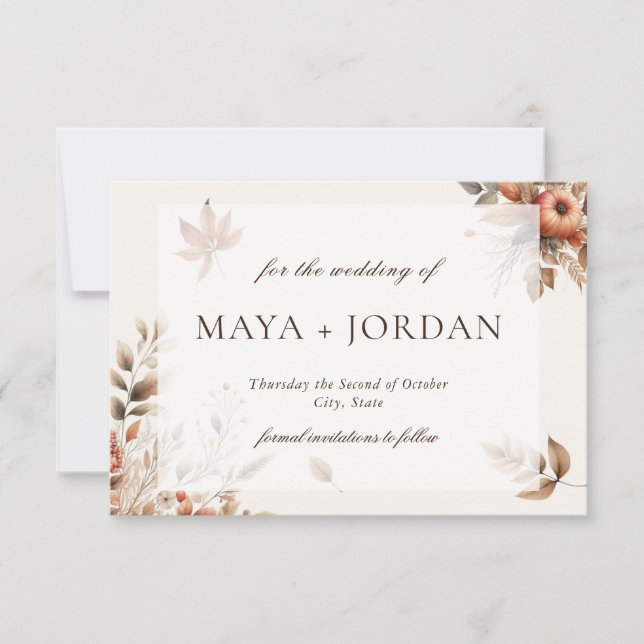 Save The Date Crème Automne Citrouille Harvest Enregistrer la da (Devant)