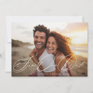 Save The Date Crème Beige Elegant Classic 2 Mariage photo