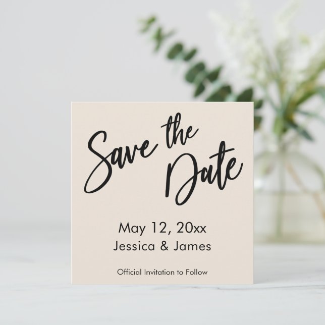 Save The Date Crème de typographie d'écriture simple et moderne (Debout devant)