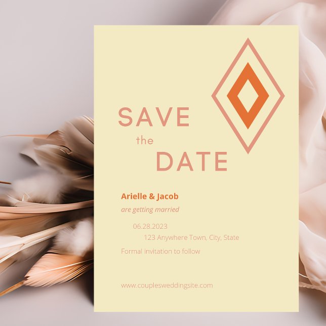 Save The Date Crème moderne du milieu du siècle, Blush & Burning (Créateur téléchargé)