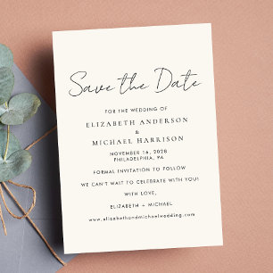 Save The Date Crème photo de script chic