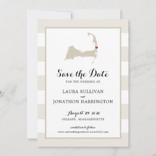 Save The Date Crème Stripes Orléans Cape Cod Enregistrer la date