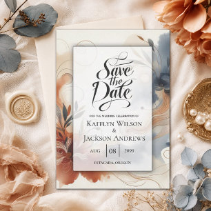 Save The Date Crépuscule de terre cuite et fleurs de marine Étap