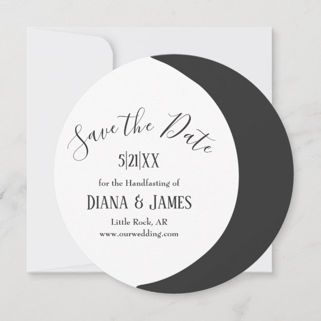 Save The Date Crescent sombre Lune Wicca Handfasting Enregistrer (Devant)