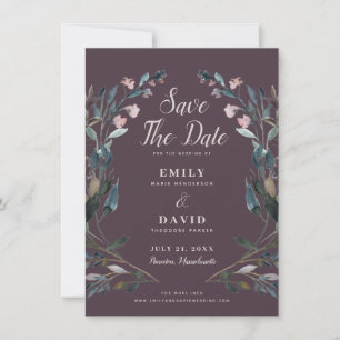 Save The Date Crest jardin   Mariage Mauve Purple Enregistrer La