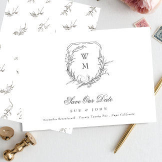 Save The Date crête classique feuilleté monogrammée