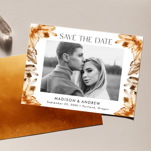 Save The Date Cristaux d'aquarelle Photo Orange Citrine (Créateur téléchargé)