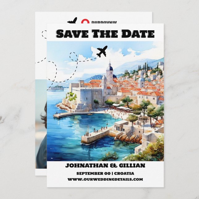 Save The Date Croatie destination mariage enregistrer la date mo (Devant / Derrière)