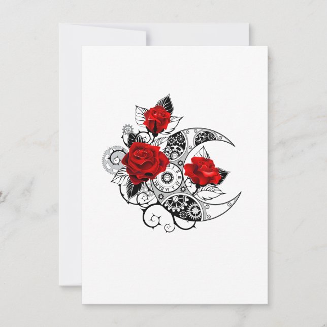 Save The Date Croissant Mécanique avec Roses Rouges (Devant)